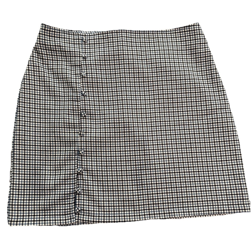Blue Rain Mini Skirt Women's Blue Excellent Plaid Button Detail Size Medium